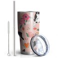 thumbnail image 2 of 30oz Boston Terrier Dog and Flower Florals Tumblers Stainless Steel Tumbler with Lid and Straw,Vacuum Insulated Double Wall Travel Tumbler Cups Mug with Cleaning Brush for Coffee,Tea, 2 of 7