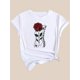 thumbnail image 2 of Camiseta Ligera de verano para mujerChic Artistic Rose Print Women's T-Shirt - Casual Fashion, Crew Neck, Short Sleeve, Breathable Polyester - Perfect for Spring/Summer/FallFather's Day, Mother's Da, 2 of 7
