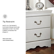 Signature Design by Ashley Anarasia 2-Drawer Nightstand – White Louis Philippe Style, Sleek Bedside Table with Pewter Hardware & Smooth-Gliding Drawers