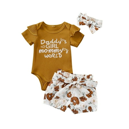 

Rovga Baby Girl Clothes Outfits Cotton Letter Print Romper Casual 3Pcs Set Baby Cute Beautiful Clothing