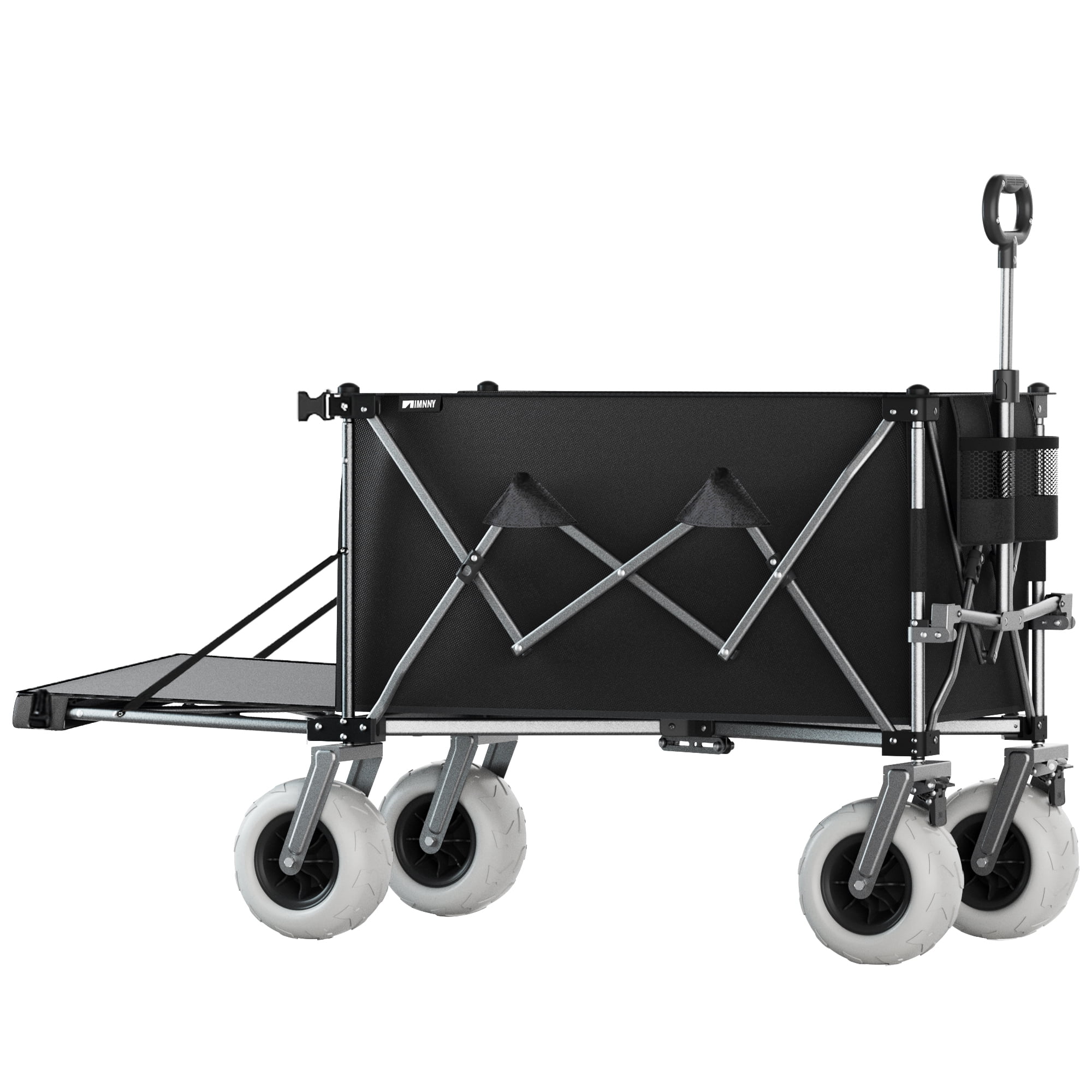 Beach Wagon with 9x4 PU Wheels 500 lbs Capacity Expandable Tailgate 300L Storage Sand Cart