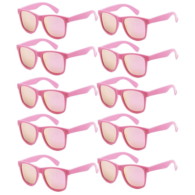 Paquete de 10 lentes de sol rosa estilo años 80 para fiestas - Accesorios para adultos