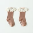 thumbnail image 2 of yillto Little Girls Cotton Dress Socks Crew Ankle Socks Toddler Girls Solid Color Lace Hem Socks, 2 of 3