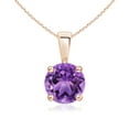 thumbnail image 1 of Angara Collier en Améthyste Naturelle - Pendentif Solitaire en Améthyste Rond à Griffes 1,15 ct en Or Rose 14K pour Femmes, 1 of 9