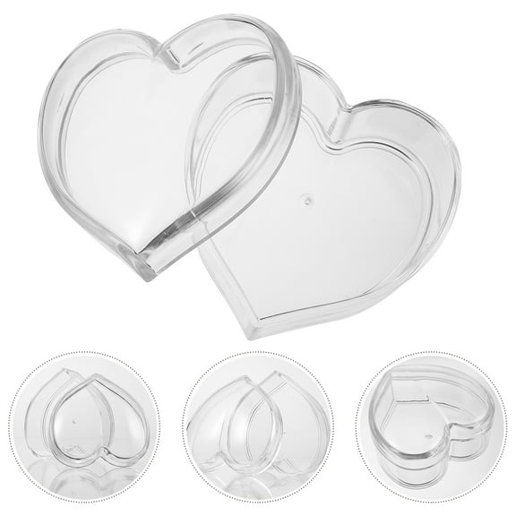 ULTNICE 1Set Clear Heart Shaped Container Jewelry Holder Acrylic for Shopping and Driving