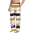 thumbnail image 2 of Easygdp Gold Glittering Hearts and Flamingos Men's Pajama Pant, Sleep Elastic Waistband Lounge Pants - Large, 2 of 9