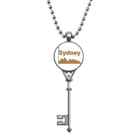 coordinate outline city sydney pendant vintage necklsilver key jewelry