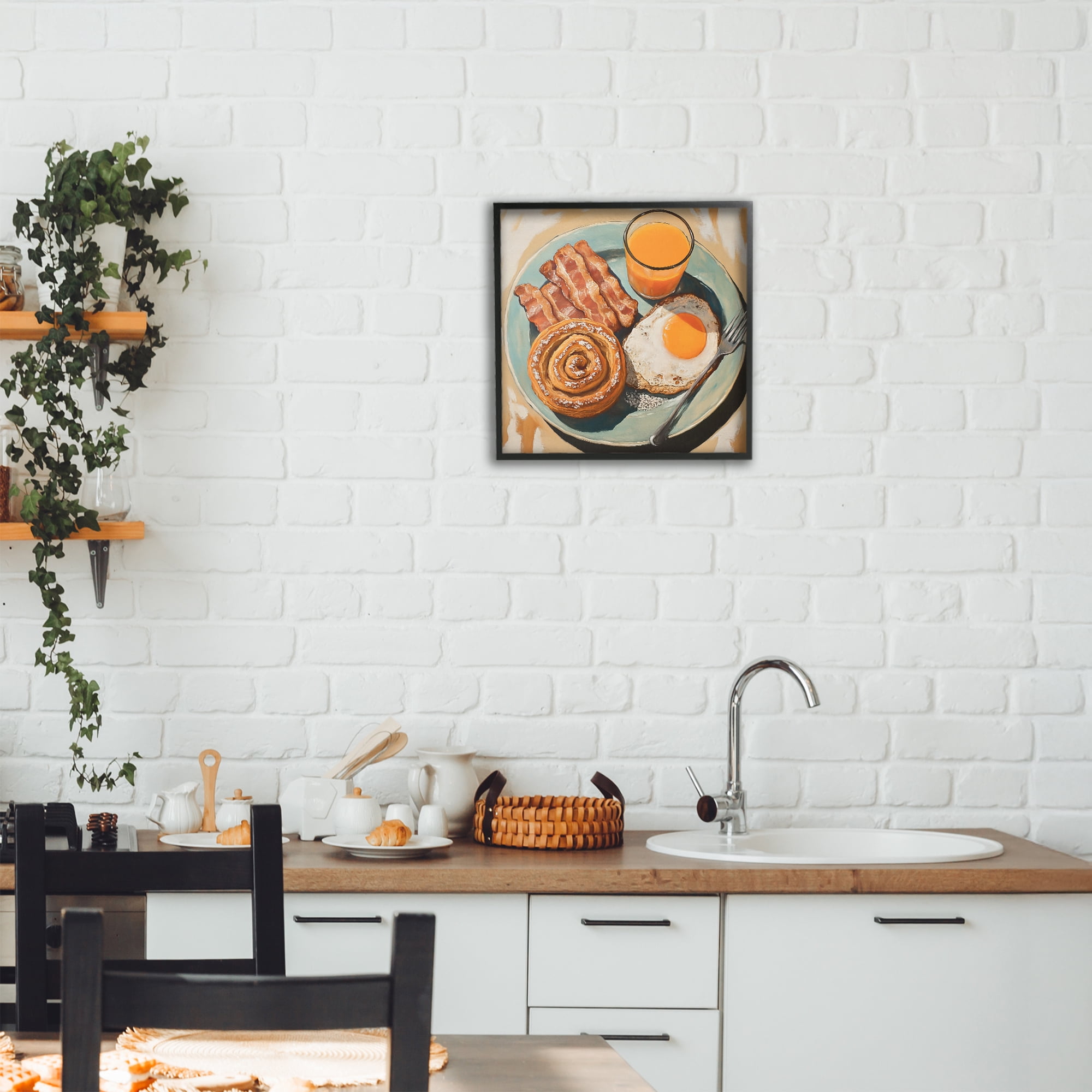 Stupell Industries Cinnamon Roll Breakfast Black Framed Giclee Art, design by Tina LeCour