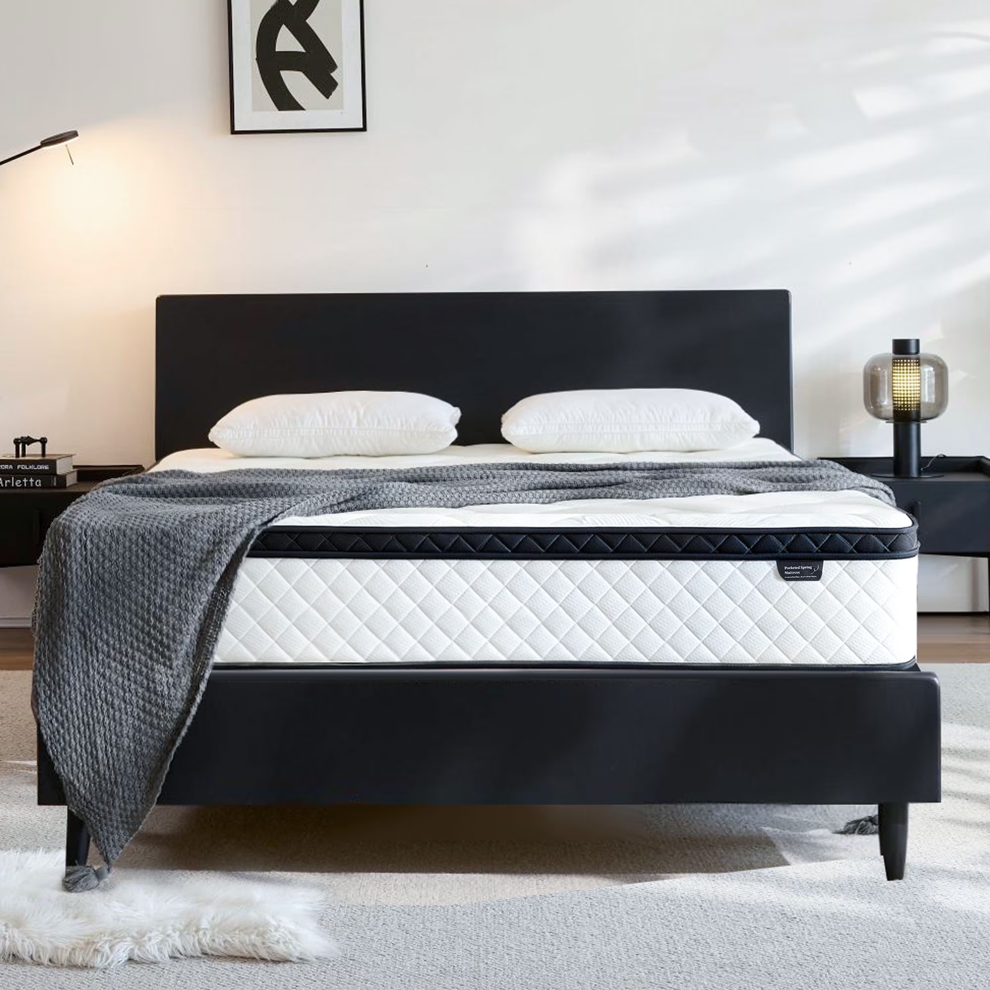 Blinddarm 12 Inch Queen Hybrid Memory Foam Mattress, Medium Firmness, Mattress in A Box, CertiPUR-US