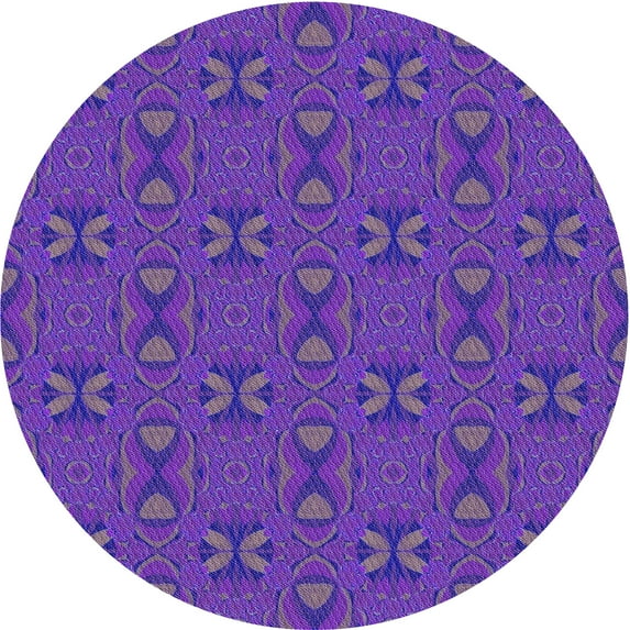 Ahgly Company Machine Washable Indoor Round Transitional Blue Violet Purple Area Rugs, 5' Round