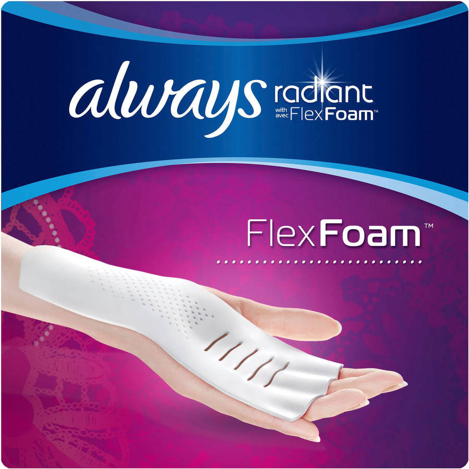 Always Radiant Infinity Overnight Feminine Pads with Wings, Scented, 24 Count