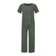 thumbnail image 4 of ICHUANYI Clearance Women's Solid Crewneck Button Half Sleeve Pullover Shirt Tops + Pants Trousers Set(Gray, S) ICHUANYI WER2023080915113, 4 of 8