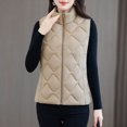 thumbnail image 4 of gbyLJF Women's Quilted Vest Solid Color Stand Collar Sleeveless Puffer Vest Lightweight Zip Up Padded Waistcoat with Pockets, 4 of 8