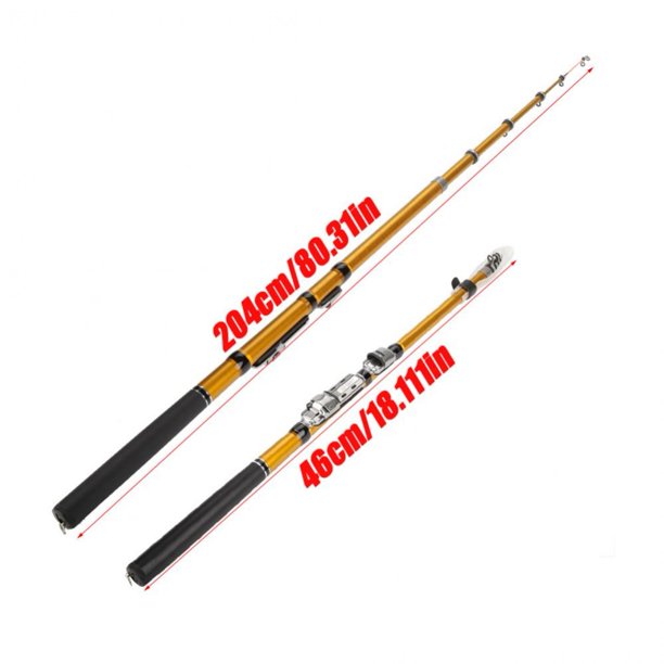 Caña De Pescar De Fundición, Mini Caña De Pescar Dorada Caña De Pescar De Fibra De Vidrio Duradera, Ultraligera, Telescópica, Resistente, Para Pesca En Roca Pesca En El Mar ANGGREK Otros