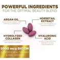 thumbnail image 5 of Hair, Skin & Nails Vitamins for Women - Biotin 5000mcg to Support Hair Growth with Argan Oil, Collagen & Hyaluronic Acid, Beautiful, Stronger Skin, Hair & Nails Vitamin Supplement - 120 Softgels, 5 of 10