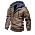 thumbnail image 1 of Chaqueta de cuero de otoño e invierno para hombre de estilo europeo y americano Chaqueta de cuero con capucha de cuero sintético para hombre, 1 of 6