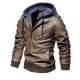 thumbnail image 1 of Chaqueta de cuero de otoño e invierno para hombre de estilo europeo y americano Chaqueta de cuero con capucha de cuero sintético para hombre, 1 of 6