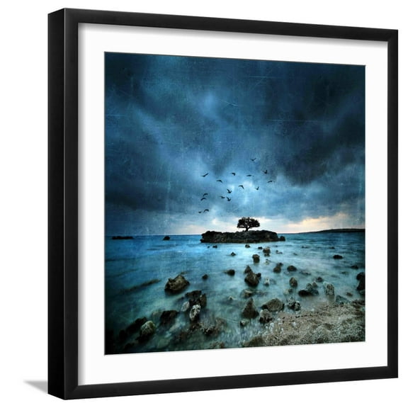 Art.com Misty Blue Photographic Print by Philippe Sainte-Laudy, Black Frame Wall Art, 21" x 21"