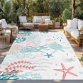 thumbnail image 2 of Coastal Turtle Outdoor Rug 5x8 Ft - Reversible Patio Rug Outdoor Camping Rugs, Teal Green Ocean Coral Starfish Jellyfish Indoor Outdoor Area Rugs, Non-Slip Outdoor Carpet Runner for Deck/Porch, 2 of 8
