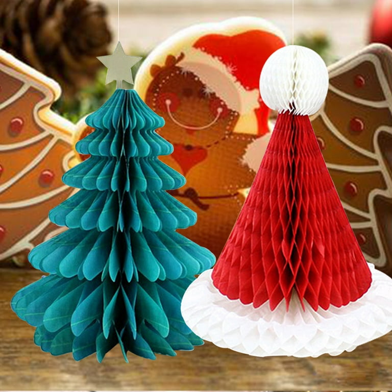 Christmas Tissue Paper Trees Centerpiece Table Center Handmade Honeycomb  with Glitter Star for Christmas Party Centerpiece Ornament Tree Decorations  - China Paper Honeycomb and Tissue Paper Honeycomb price