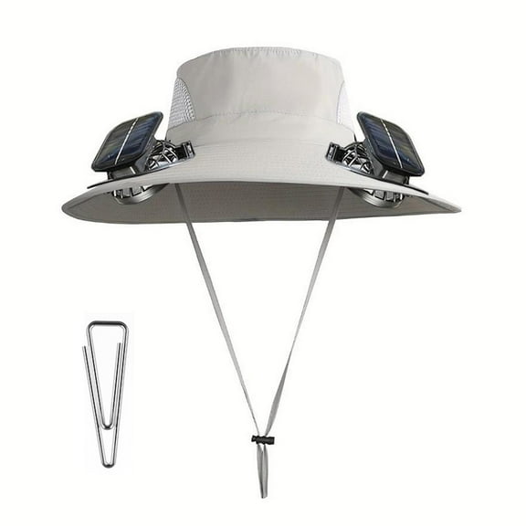 Ankereame Men's Solar Fan Hat - Outdoor Fishing Hat with 3-Speed Detachable Fan, Solar/USB Rechargeable, Sun Protection, 21-24 Inches Fit