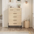 thumbnail image 3 of EastVita 6 Drawer Dresser Storage Cabinet with Sturdy Metal Base Natural Wood, 3 of 7