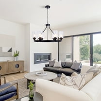 GMizon 24 Inch Wrought Iron Modern Chandelier, 6-Head Living Room Chandelier, Dining Room Corridor Lighting Fixture (Black)