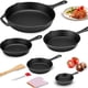 thumbnail image 1 of Sartenes Antiadherentes, Sartenes de Hierro Fundido -10/14/16/20/26cm, Juego de 5 Sartenes Antiadherentes Freír con Asa, Cast-Iron Skillet con Espátula y Guantes, para Freír Saltear Filete Salmón, 1 of 8