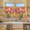 thumbnail image 2 of Yayeee Kitchen Curtains Tier Set of 2 Light Filtering 57"x24" Over Sink Window Panels, Purple Abstract Floral, 2 of 7