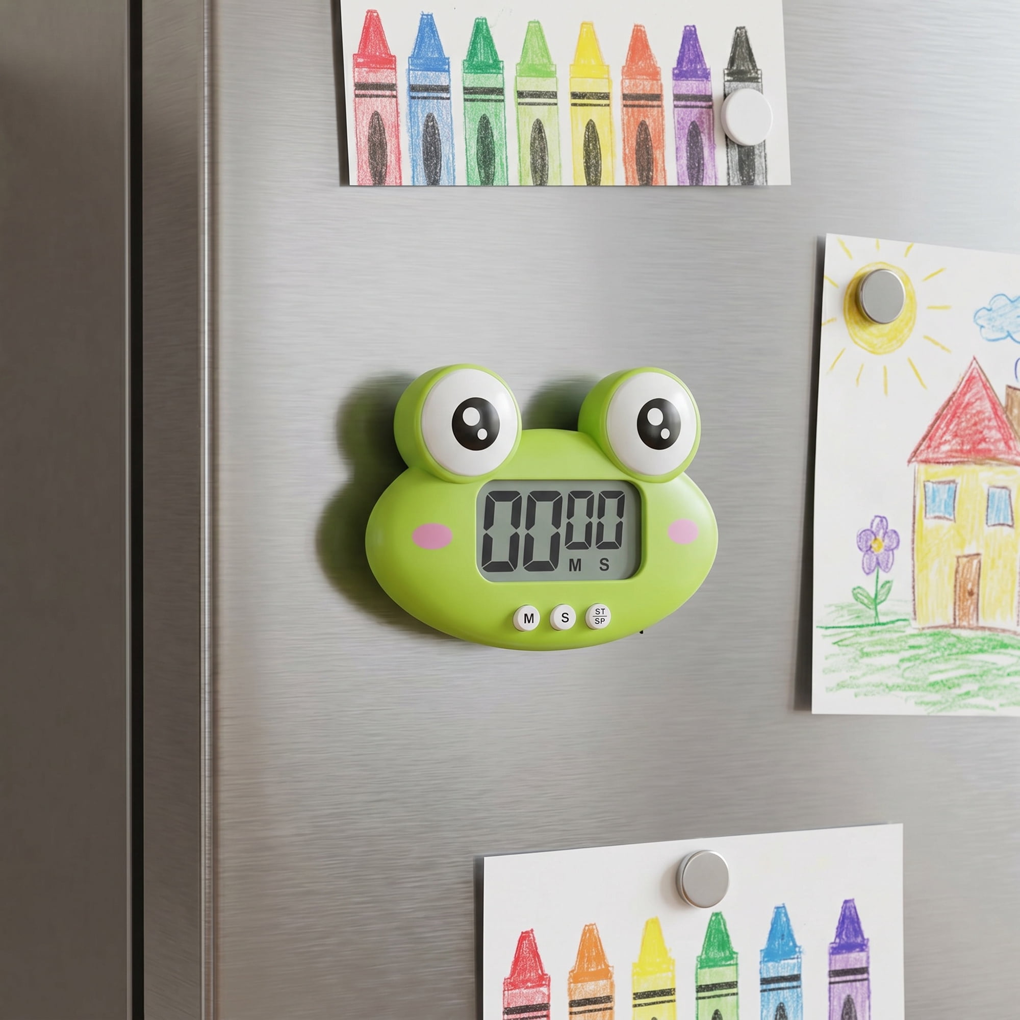 Unique Bargains Digital Kitchen Timer with Loud Alarm and Magnetic Backing Green Frog