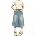thumbnail image 7 of XINXIAOO Kids Girls Denim Skirt Summer Elastic Waist Casual Jean Skirt Skirts for Girls 4-5 Years, 7 of 7