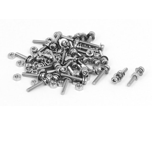 M1.6 x 10mm 304 Stainless Steel  Pan Head Screws Nuts w Washers 40 Sets