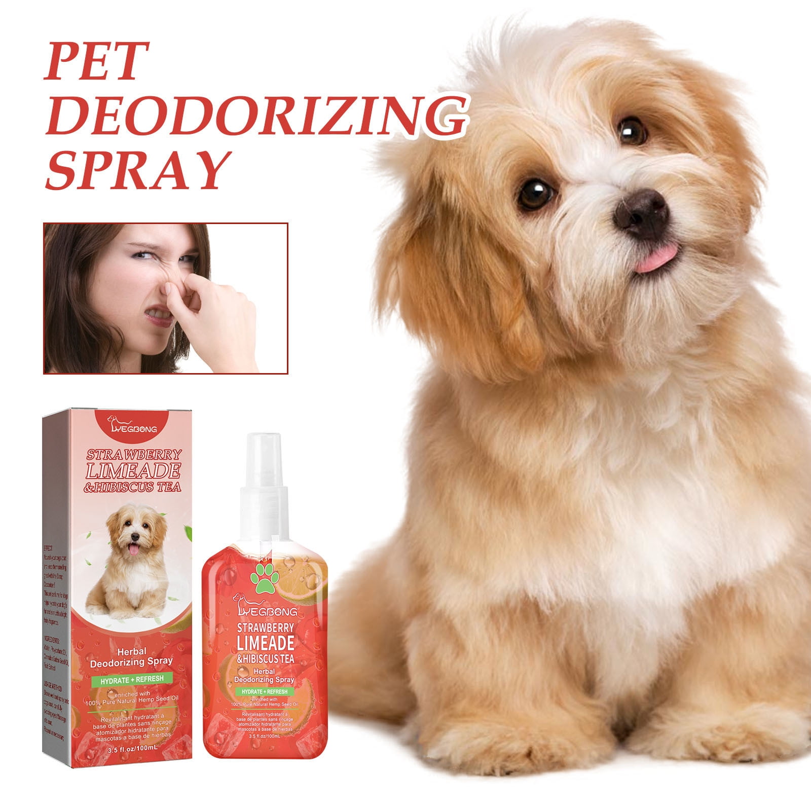Zmeidao Clearance Dog Deodorizing Spray - Strawberry Limeade & Tea - Pet Limited Edition Hydrating Puppy Perfume, Cologne, Grooming, Odor Eliminator, Pet Sprays And Shampoos100ml