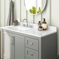 thumbnail image 6 of Merrick Lane 42 Inch Bathroom Vanity with Ceramic Sink, Carrara Marble Finish Countertop, Storage Cabinet with Soft Close Doors, Open Shelf, 3 Drawers, Gray, 6 of 12