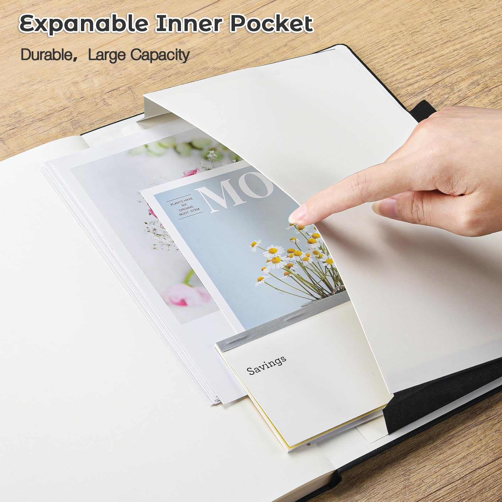 OMEYA Blank Notebook 5.7 x 8.5in, Unlined Notebook 5 Pack, A5 Blank Journal for Men & Women, 100GSM, 192 Blank Papers, Hardcover Plain Notebook for Sketching with 2 Pockets, Labels