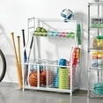 thumbnail image 2 of mDesign Metal Heavy Duty Garage Sports Storage Rack with Top Shelf - Matte White, 2 of 7