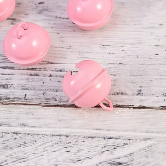 MLINS 50 Pcs 22mm Pink Painted Jingle Bells Metal Round Mini Bells for Jewelry Ornaments Christmas Decor Party DIY Crafts Handmade Accessories