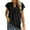 Black, variant on Summer Shirts for Women Solid Color Large Size V Neck Leisure Short Sleeve Tops
