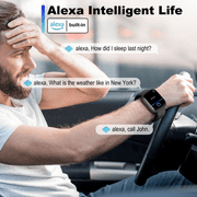 Smart Watch for Women and Men Compatible with Android and iOS, 1.83 HD Touchscreen Smartwatch with Alexa Built-in, Bluetooth Calling, IP68 Waterproof, 120+ Sports, Black