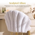thumbnail image 5 of Ktaxon Vanity Makeup Chair with Teddy Velvet, Shell Design Accent Desk Chair with Lumbar Pillow and Gold Legs, Office Seating for Women White, 5 of 9