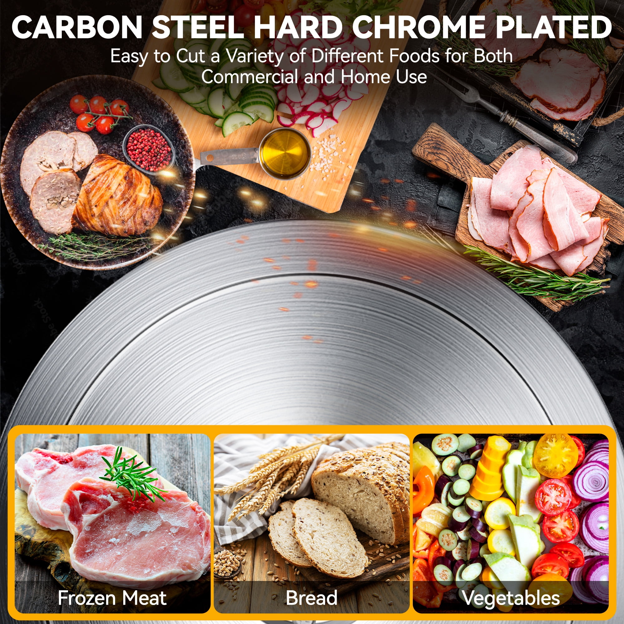 Uforic 12" Commercial Meat Slicer, 270W Electric Frozen Meat Slicer with Premium Hard Chrome Plated Blade for Cheese, Bread, Deli, Semi-Auto Slicer 0-18mm Adjustable Thickness