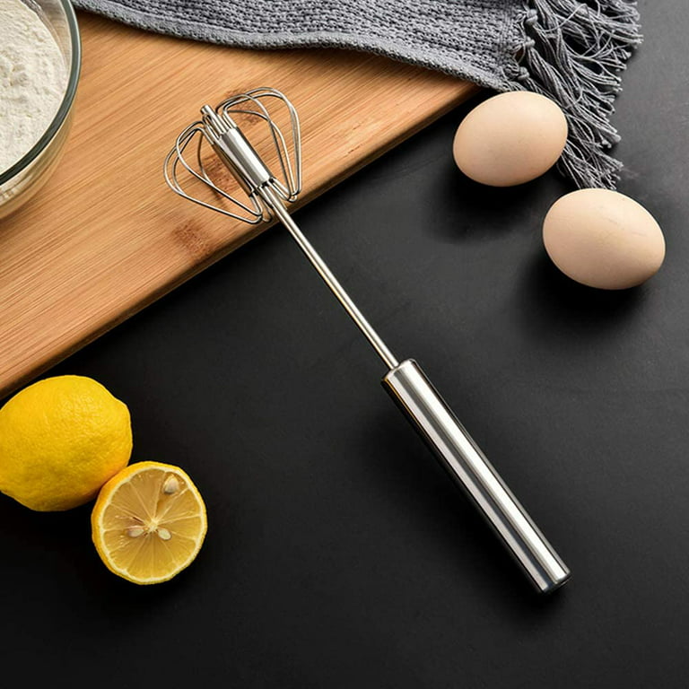 Casewin Automatic Whisk, Stainless Steel Egg Beater, Hand Push Rotary Egg Whisk Blender, Easy Whisk Mixer Stirrer for Making Cream, Whisking, Beating
