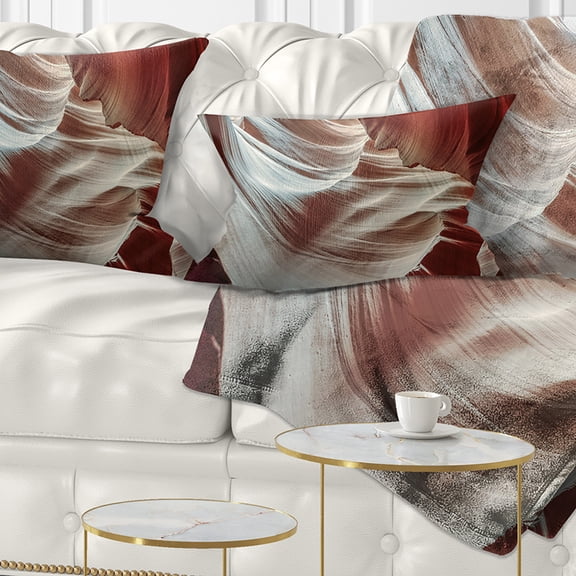 Designart Antelope Canyons Hollow - Landscape Photo Throw Pillow - 12x20