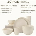 thumbnail image 2 of Homienly 40 Pcs Dinnerware Set Service for 8, Kitchen Wheat Straw Dinnerware Set Unbreakable - Plates Set, Bowls Set,Cups Set, Microwave and Dishwasher Safe Dish Set for Dinner, Outdoor(Beige), 2 of 8