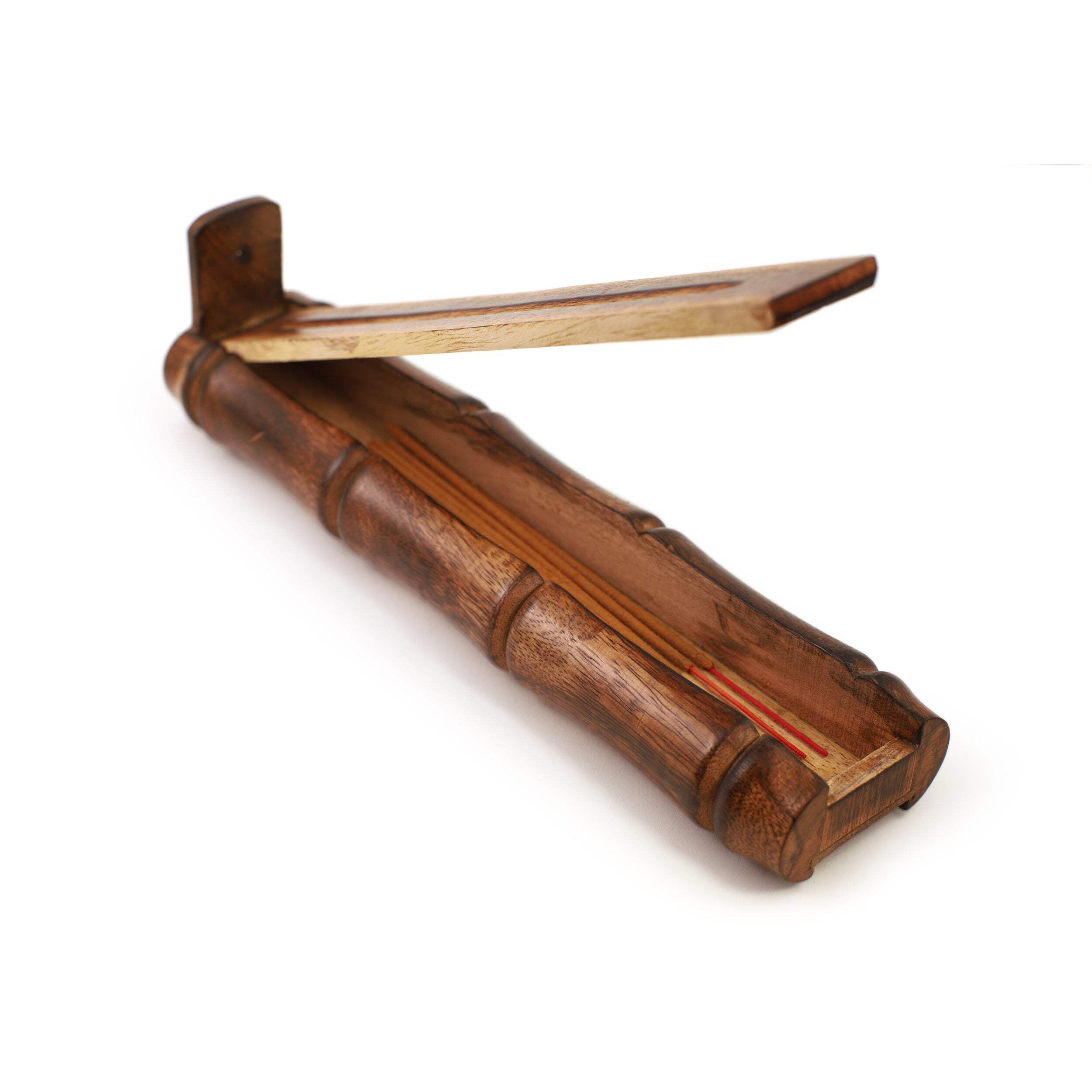 Incense Burner - Bamboo Holder and Storage - 12 inches