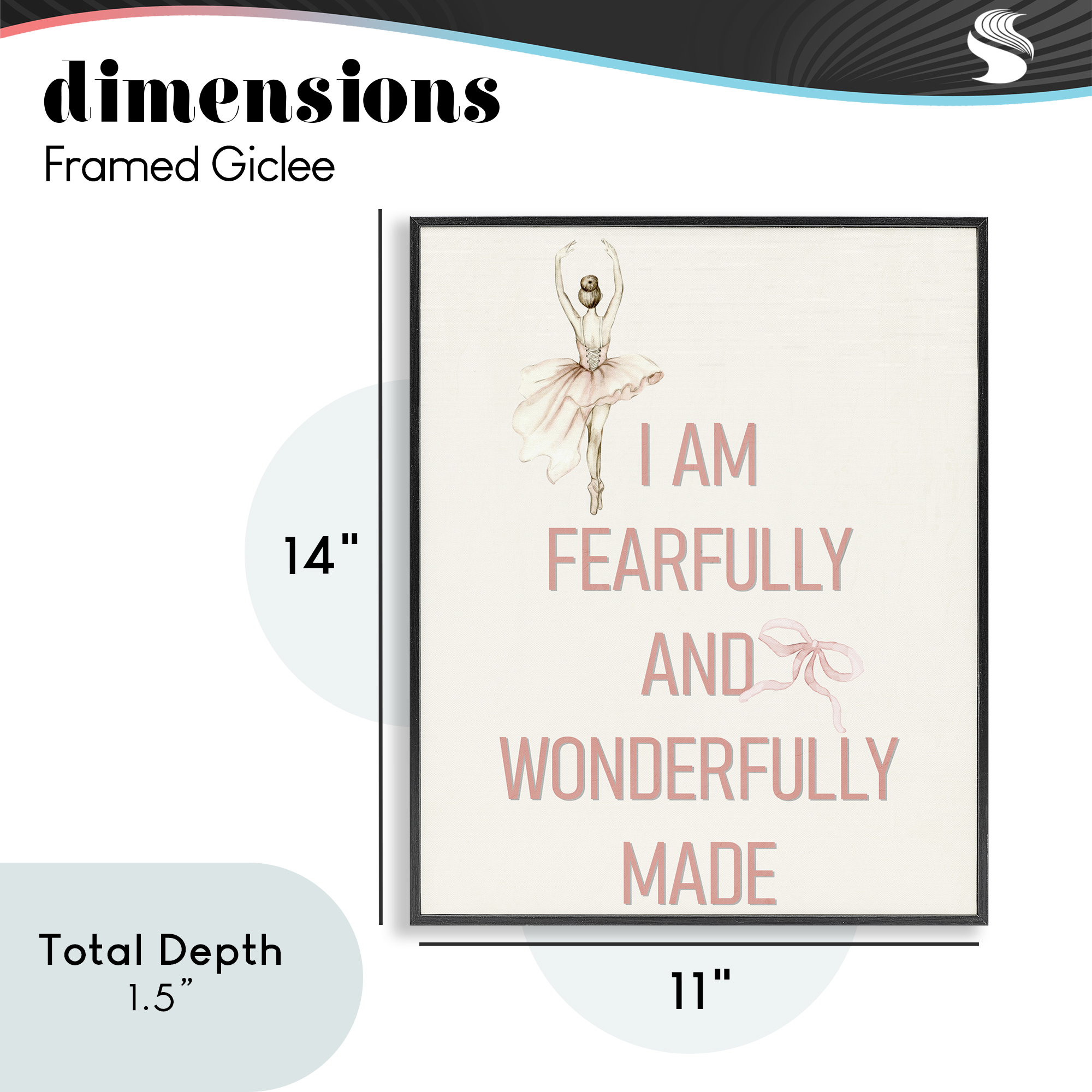 Wonderfully Made Ballerina Black Framed Giclee Art, design by Kim Allen