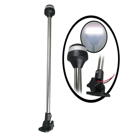 Pactrade Marine Boat LED Anchor All Round Light SS Pole Fold Down 25''L 12V 2NM USCG A16 Certified