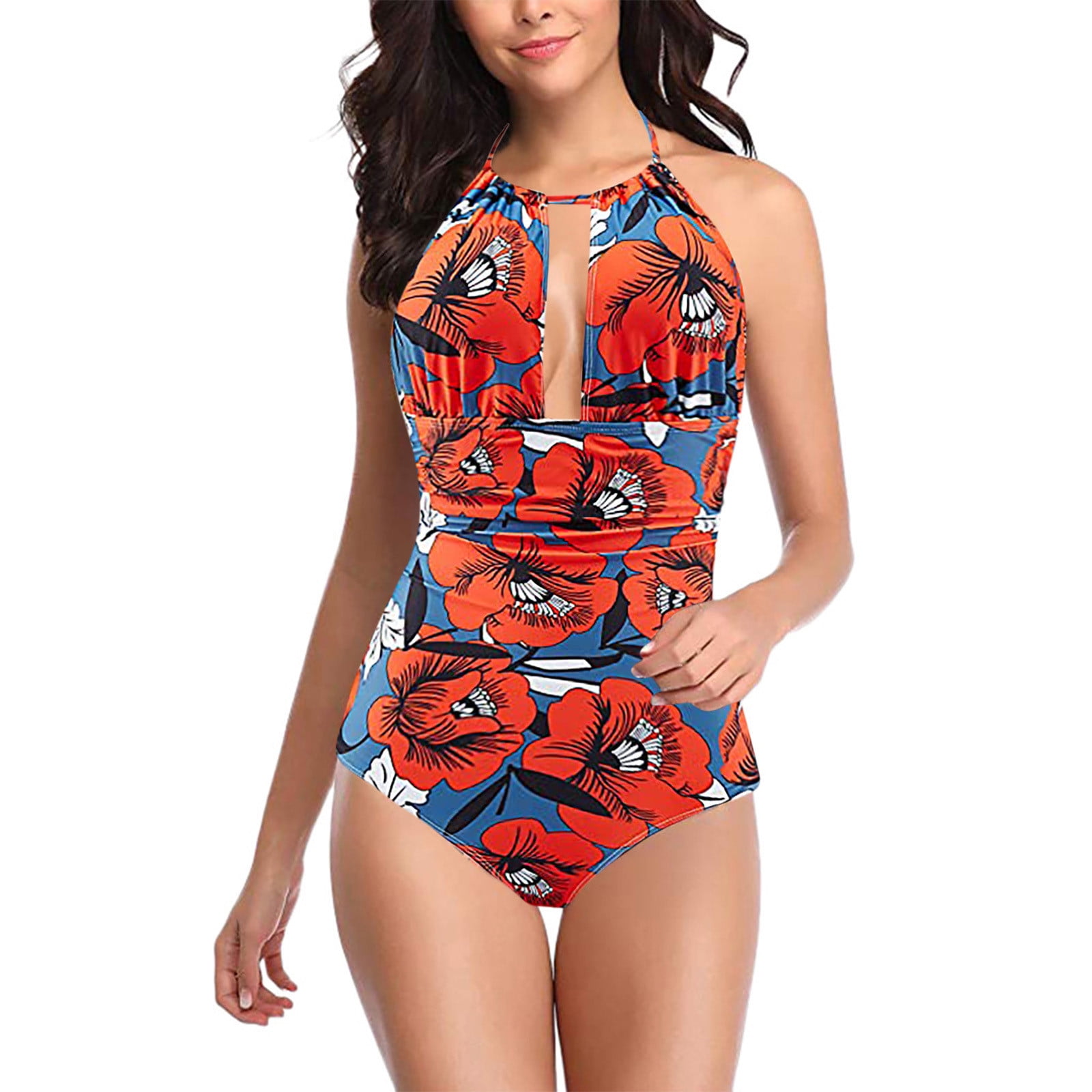Womens Print One-Piece Swimsuit Swimwear Beachwear Bikini Swimsuit 