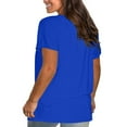 thumbnail image 2 of WTXUE T-Shirts à Manches Courtes, Chandails à Col Rond pour Femmes Chemises en Coton Chemises Amples T-Shirts Hauts Amples Unis / Décontractés pour Femmes Bleu 3TG, 2 of 8