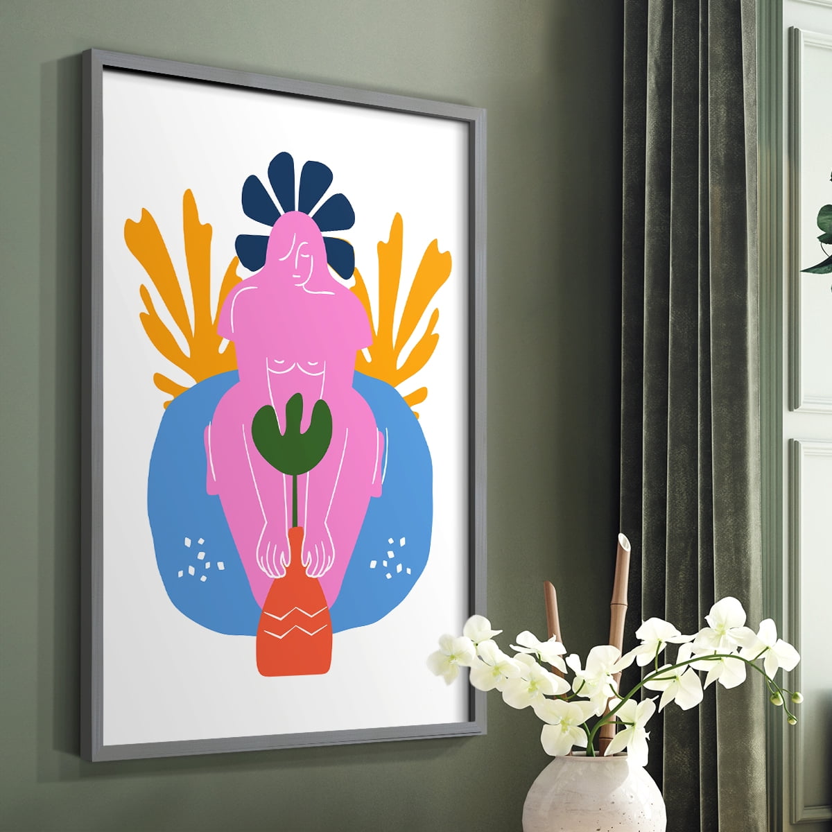 Matisse CDLV in Gray Solid Wood Framed Print No Nail Hanging